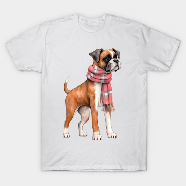 Boxer winter dog T-Shirt by piscoletters